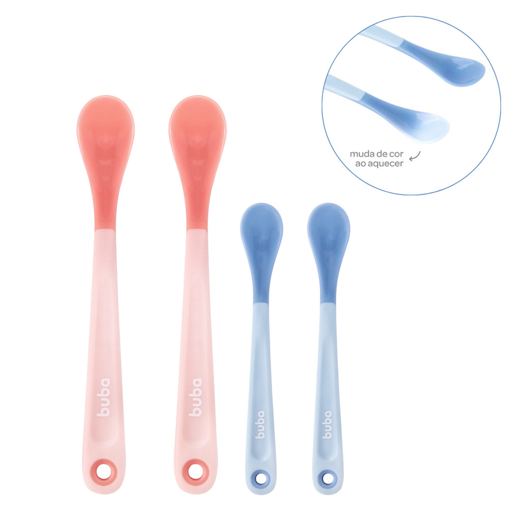 Kit 2 Colheres Termossensível Muda De Cor Infantil Bebê Buba em Oferta na Shopee