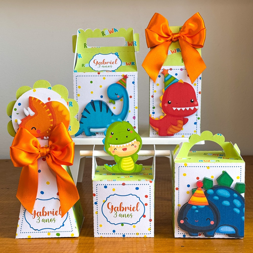 KIT FESTAS DINOSSAURO  BABY CAIXINHAS PERSONALIZADAS lembrancinhas para festas PEGUE E MONTE