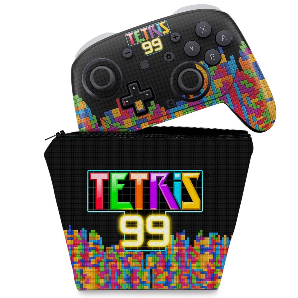 Capa Case e Skin Anti-Rage para Nintendo Switch 2 Pro Controle - Tetris 99