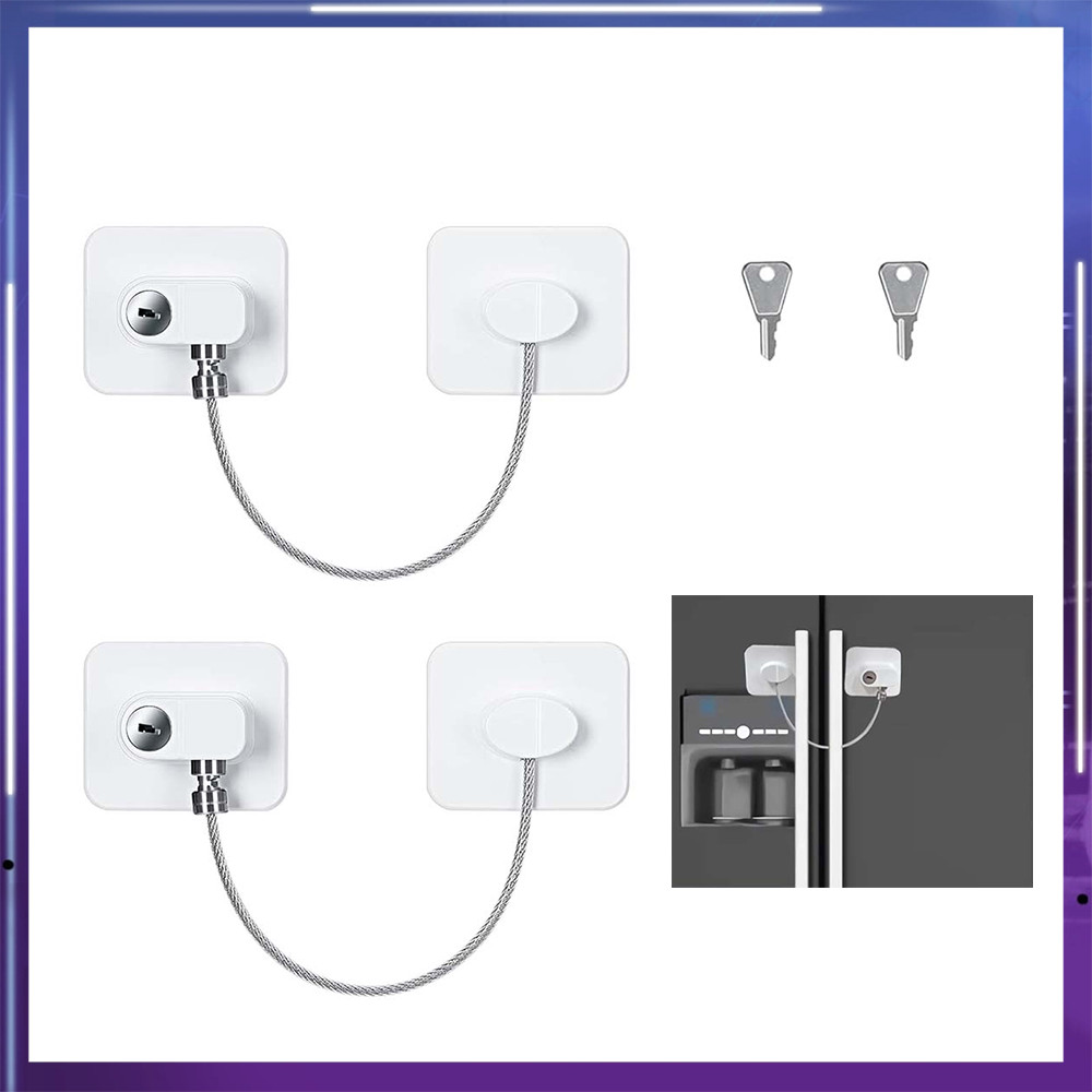 2 Fechaduras Autoadesivas Quadradas Dupla Chave ABS Aço Inoxidável Sem Perfuração Porta Armário Bebê