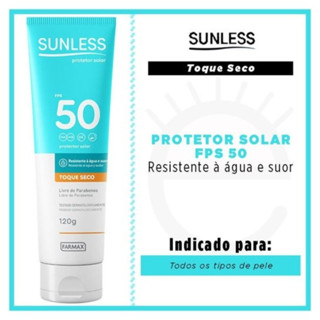 Protetor Bloqueador Filtro Solar Sunless FPS50 Toque Seco Não Oleoso 120g em Oferta na Shopee