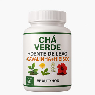 Chá verde + Cavalinha + Dente de Leão + Hibisco   500mg 60 / 90 / 120 Cápsulas - Suplemento Alimentar Natural em Oferta na Shopee