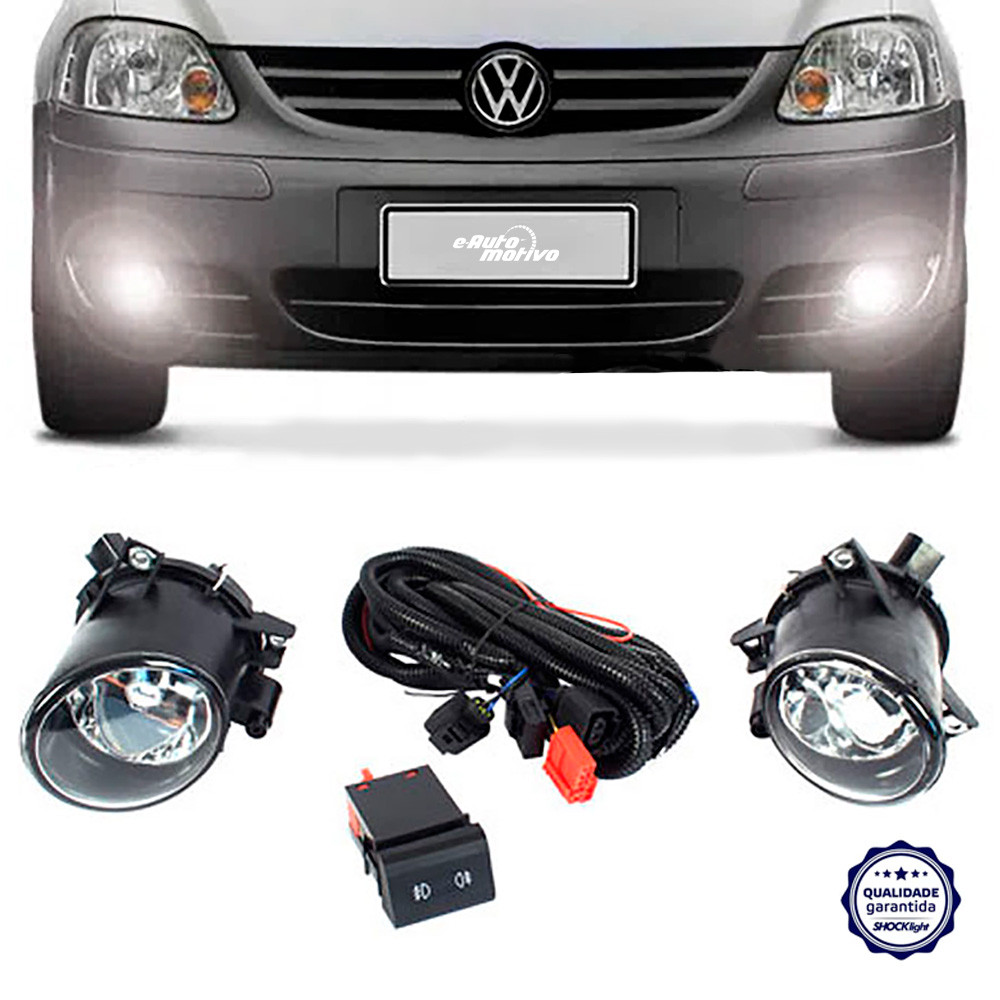 Farol de Milha Volkswagen Fox 2003 a 2009 Shocklight Auxiliar Neblina Preto Original Kit em Oferta na Shopee