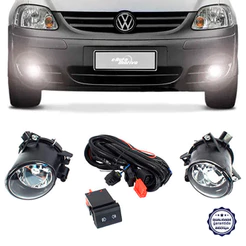 Farol de Milha Volkswagen Fox 2003 a 2009 Shocklight Auxiliar Neblina Preto Original Kit