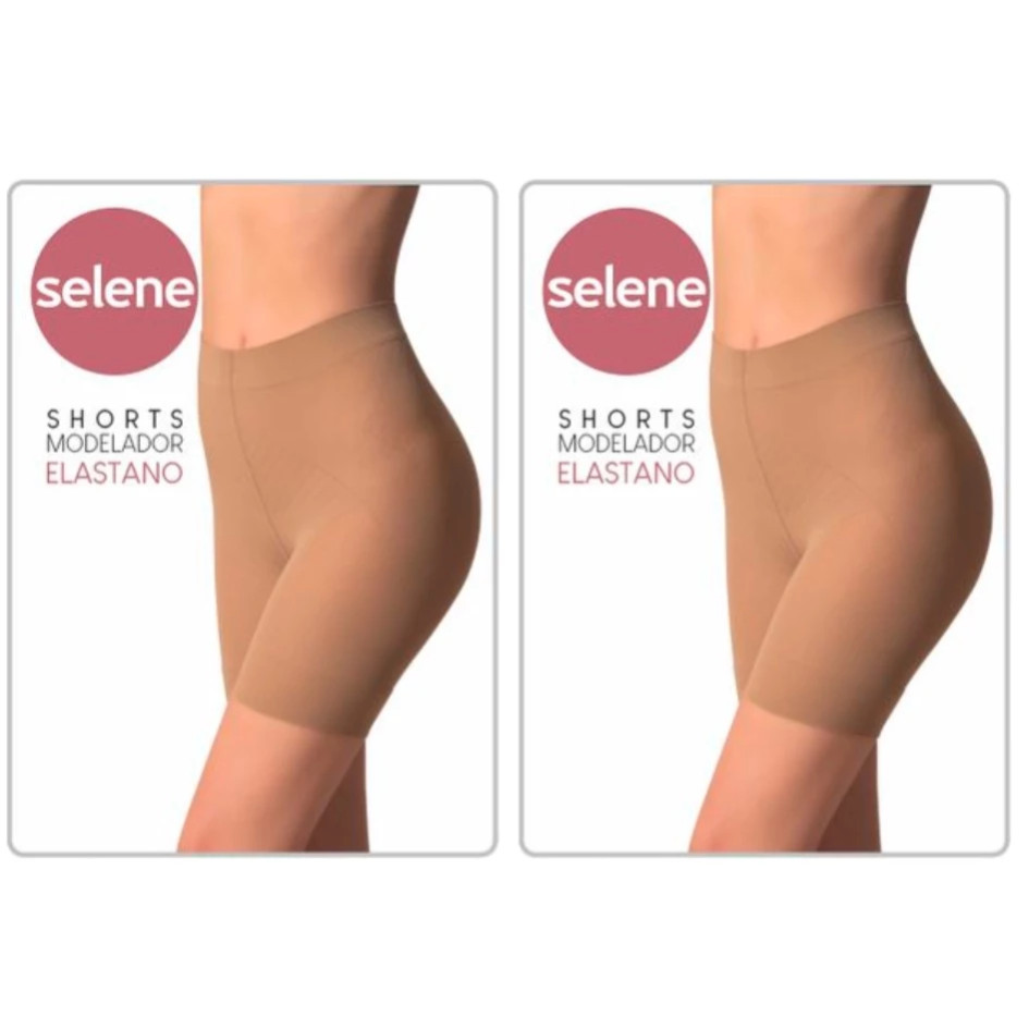 Kit com 2 Shorts Selene Slim Cintura Alta Levanta Bumbum