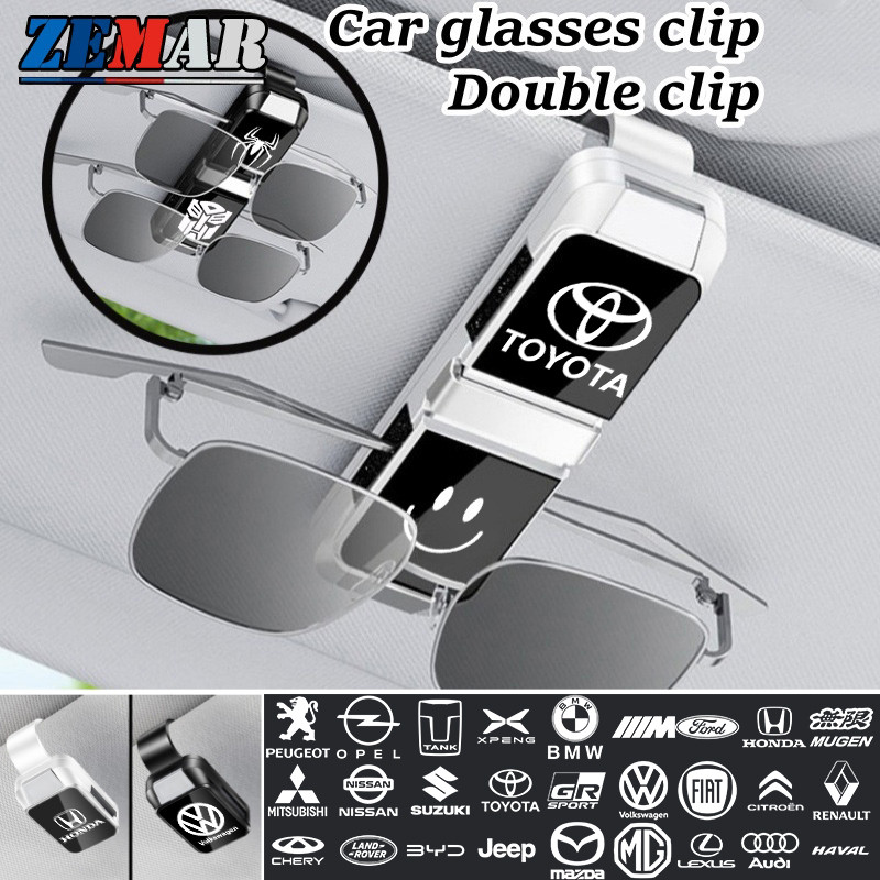 【ZEMAR】Suporte De Óculos Para Carro , Clipe Duplo De Sol , Viseira