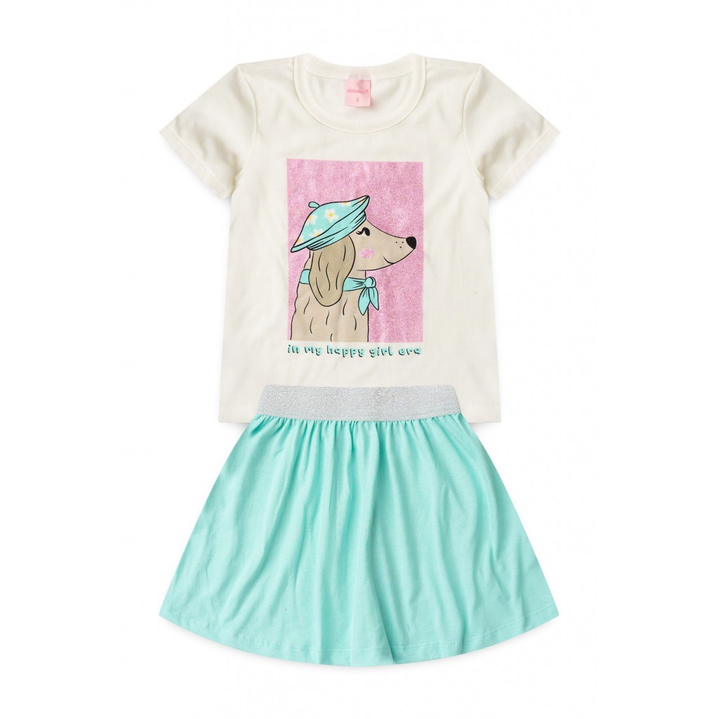 Conjunto Infantil Feminino Cãozinho Em Paris