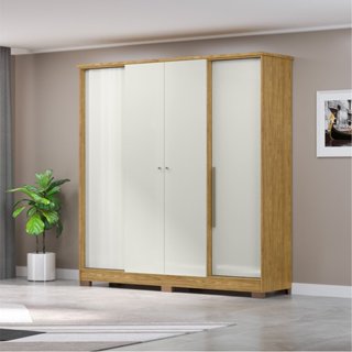 Guarda Roupa Casal 4 Portas 2 Gavetas Mônaco Espresso Móveis Marrocos/Off White em Oferta na Shopee