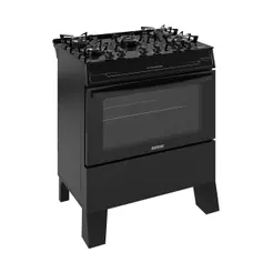 Fogão 5 Bocas Itatiaia Electra Glass Plus com Mesa de Vidro e Acendimento Automático Preto Bivolt