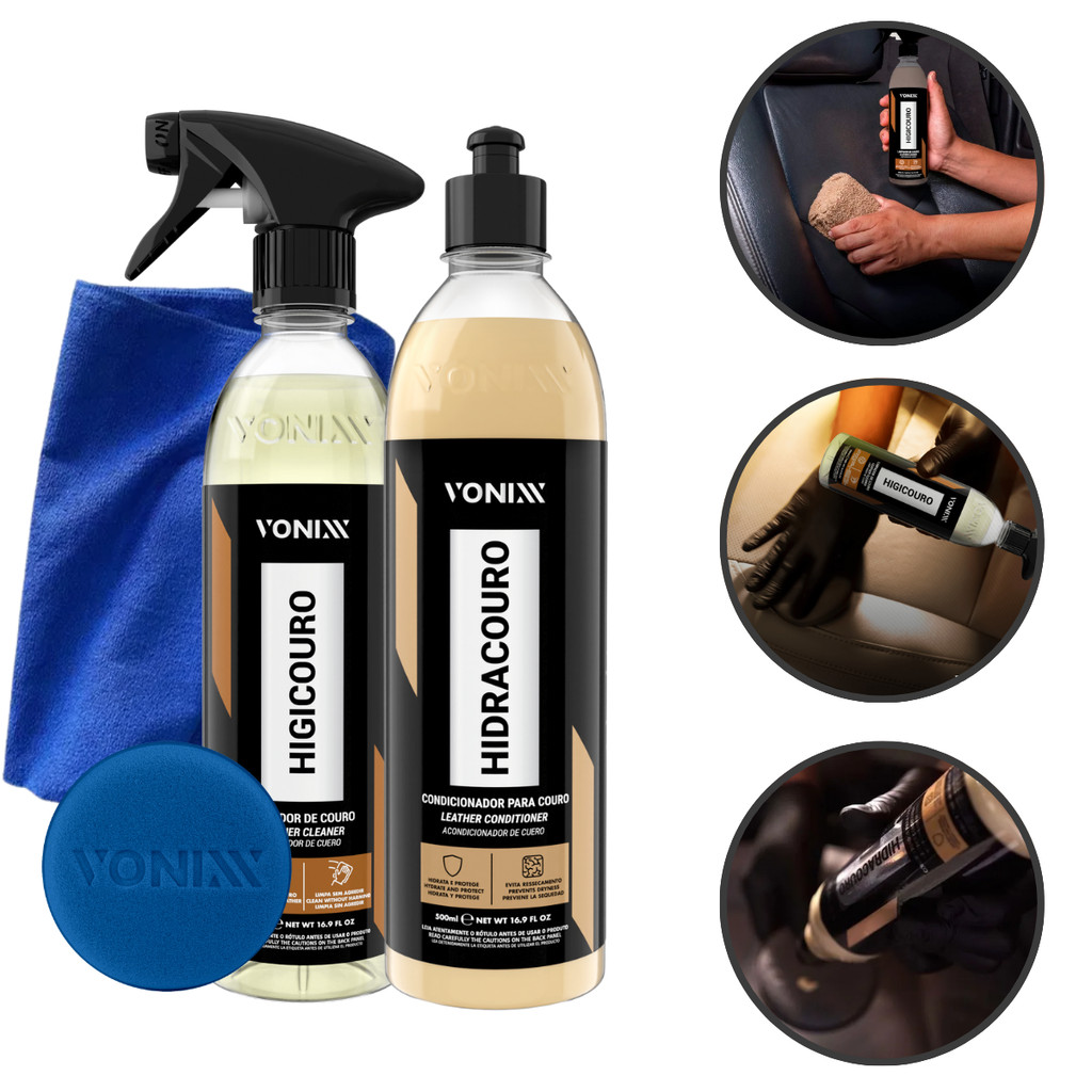 Kit Limpar Hidratar Couro Vonixx Higicouro Hidracouro 500ml em Oferta na Shopee