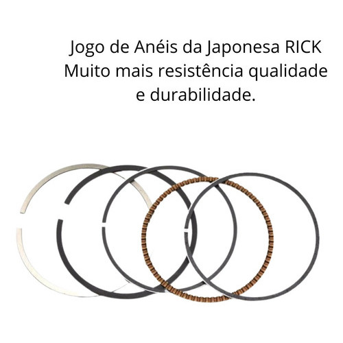 Kit Pistão Anéis Competição Kmp Premium Rik 4mm Honda Bros 150 2006 A 2015 — imagem 2 de 2