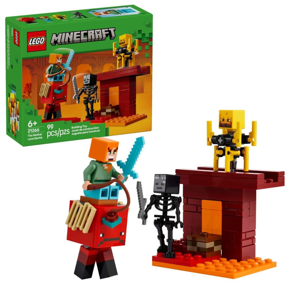 LEGO Minecraft A Batalha da Lava Nether 99 Peças Blocos de Montar Brinquedo Original 21266