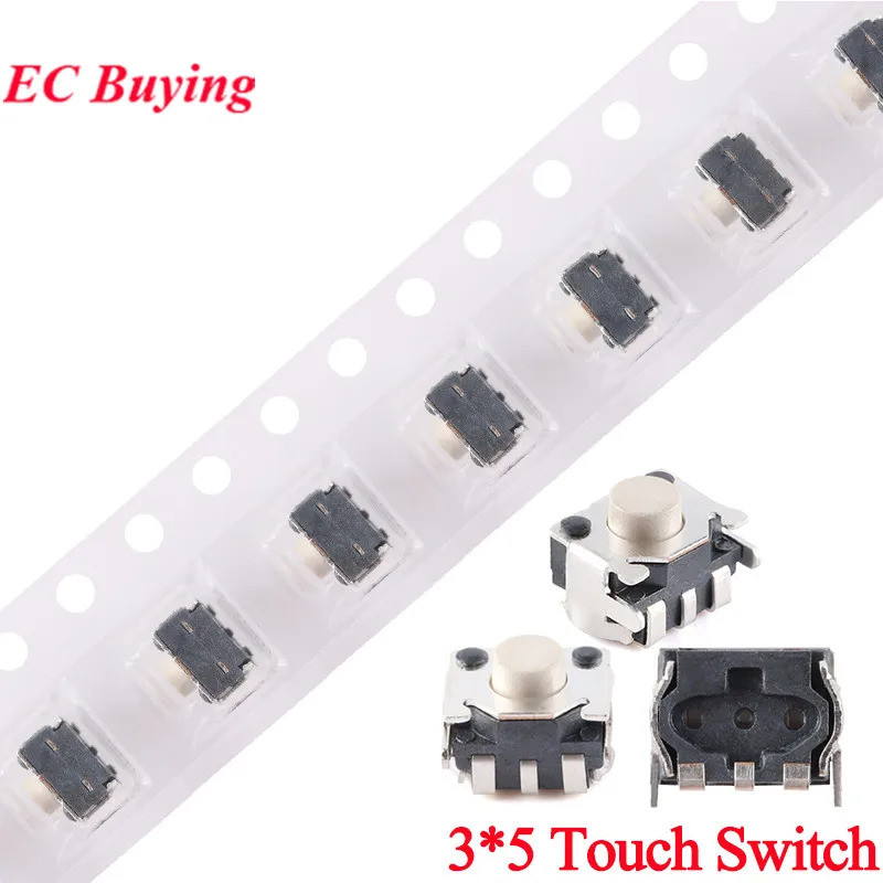 20 Pces/10 3 * 5 Interruptor De Toque Smiley Face 3.5H Imprensa Lateral Tátil Micro Tact Chave Botão Suporte SMT SMD 3Pi
