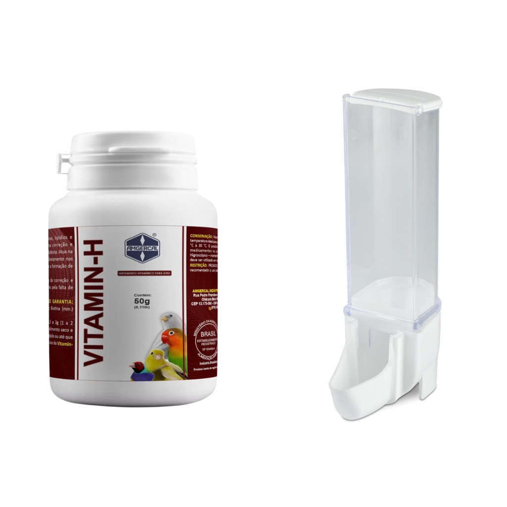 Vitamin H Amgercal (50g) + Comedouro Automático Sertão Natural Malha Larga (100ml)