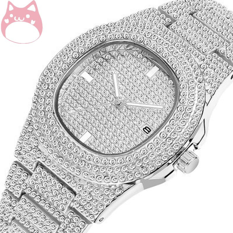 Relógios de Moda FCL Relógios Masculinos Iced Out Relógio Analógico de Quartzo com Diamantes 4 Cores Relógio de Quartzo 