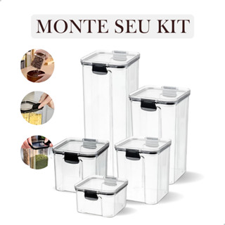 Monte seu Kit de Potes Herméticos para Mantimentos Cozinha Despensa Armário em Oferta na Shopee