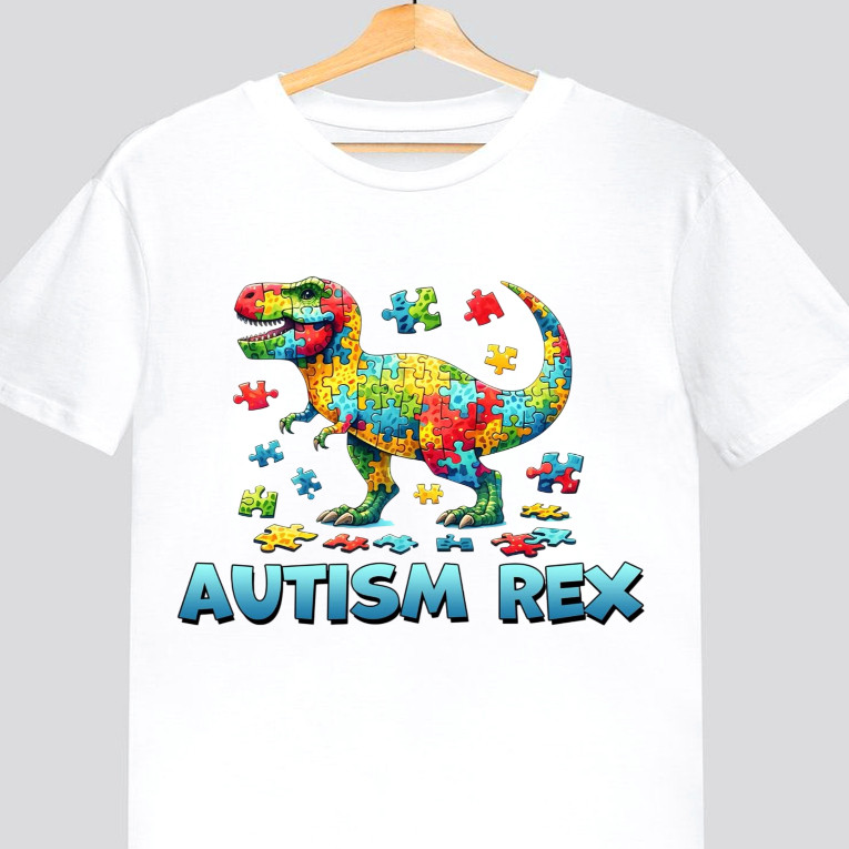 Linda T-shirt Camiseta Autism Rex Blusa Dinossauro Autista Postagem Rapida