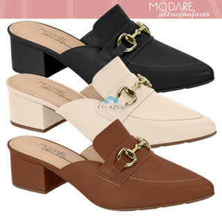 Mule Modare Feminino Salto Bloco Bico Fino Conforto em Oferta na Shopee