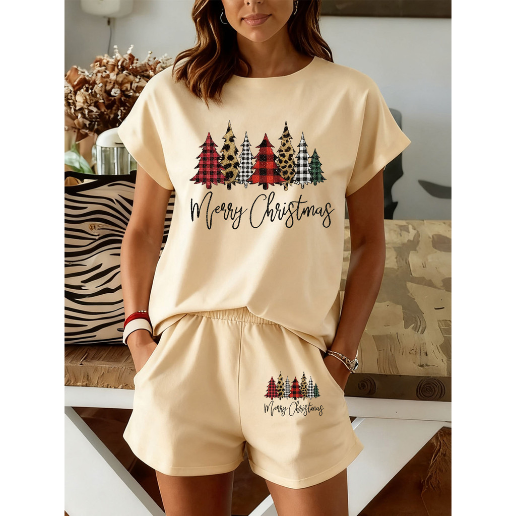 Conjunto de Duas Peças Feminino Estilo Americano Casual e Solto, Estampado Envio Rápido