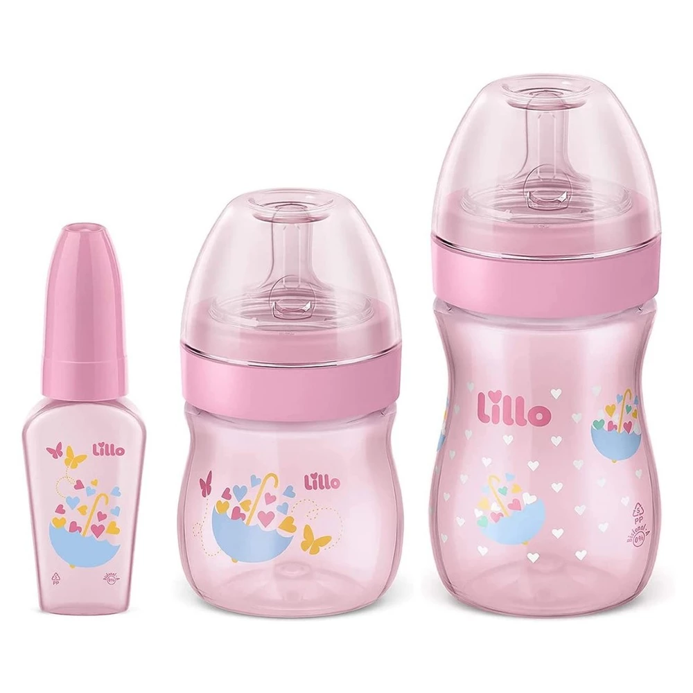 Kit de Mamadeira Primeiros Passos 50/150/240ml Rosa - Lillo