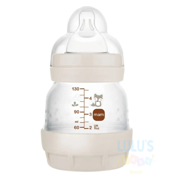 Mamadeira MAM Original Lacrada Easy Start 130ml Anti-Cólica Autoesterilizável, Fluxo adaptável, BEGE