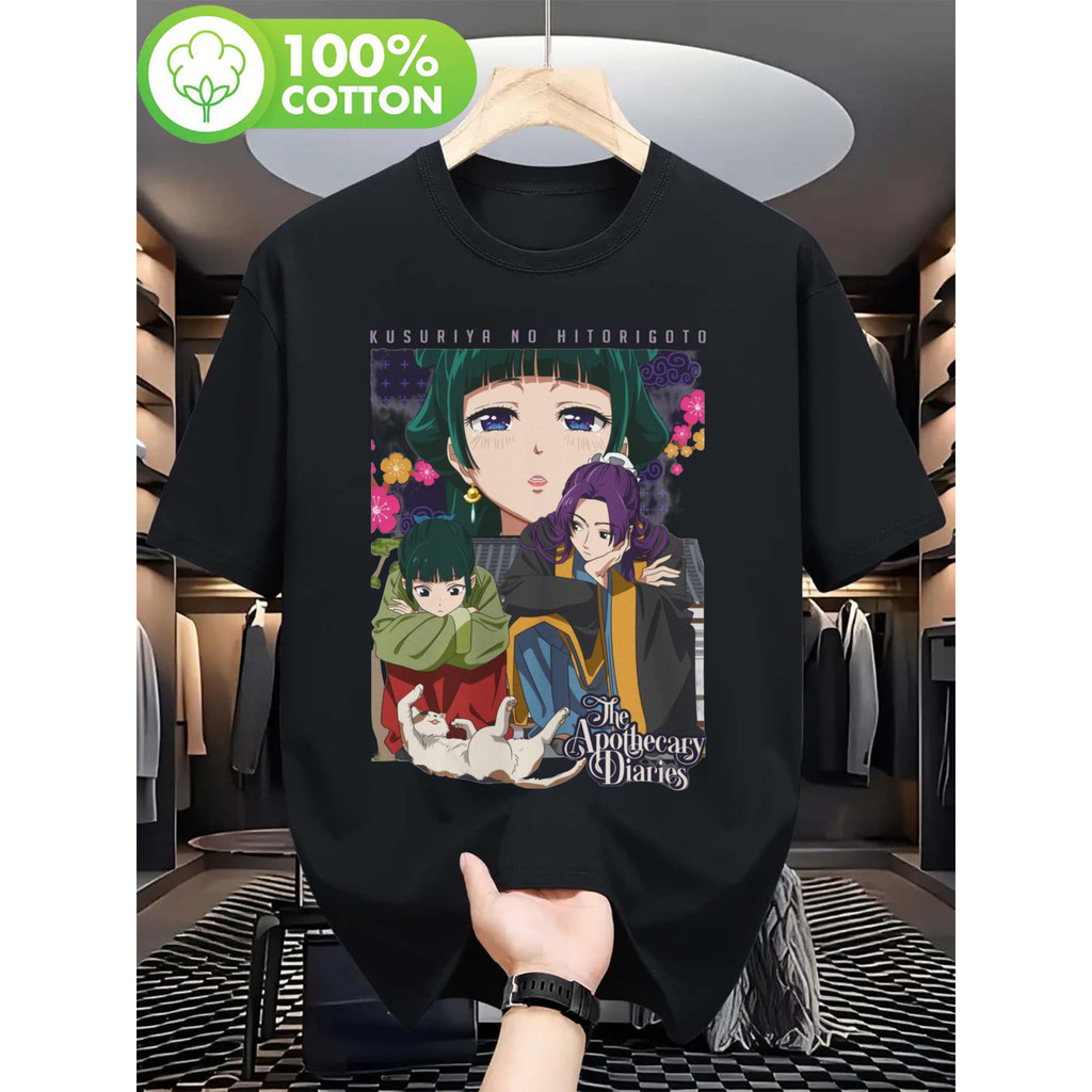 Camiseta Masculina Anime Kusurira no Hitorigoto Personagem Design Texto Estampada Confortável Estilosa