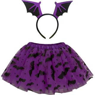 Fantasia Infantil pra Menina Barata Kit Saia e Tiara Morceguinha Vampira Roxa ou Laranja em Oferta na Shopee