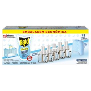 Kit Raid Family 1 Aparelho + 5 Refis Repelentes Elétricos 45 Noites 32,9ml Cada Embalagem Econômica em Oferta na Shopee