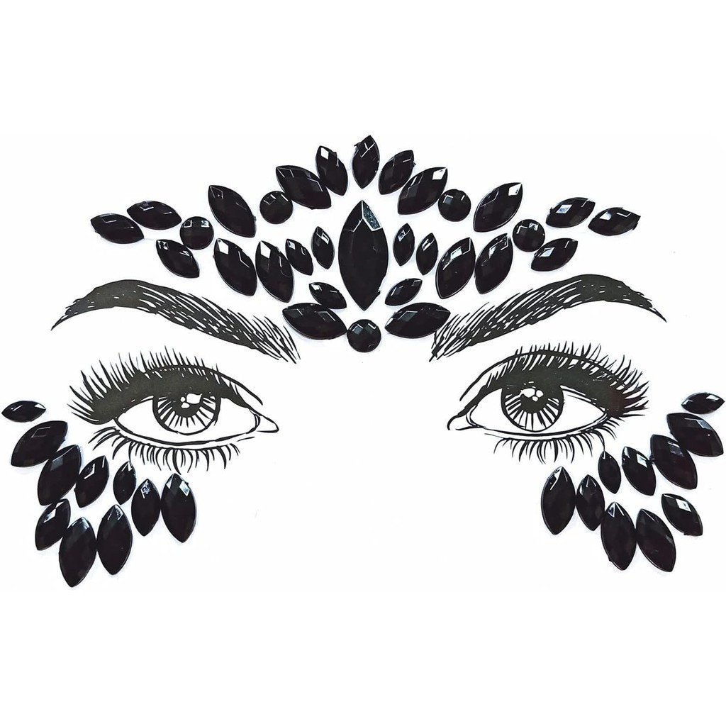 Joias faciais, 1 peça de joia facial, máscara de maquiagem de sereia, adesivo de tatuagem temporária com strass, cristal
