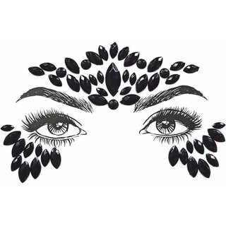 Joias faciais, 1 peça de joia facial, máscara de maquiagem de sereia, adesivo de tatuagem temporária com strass, cristal