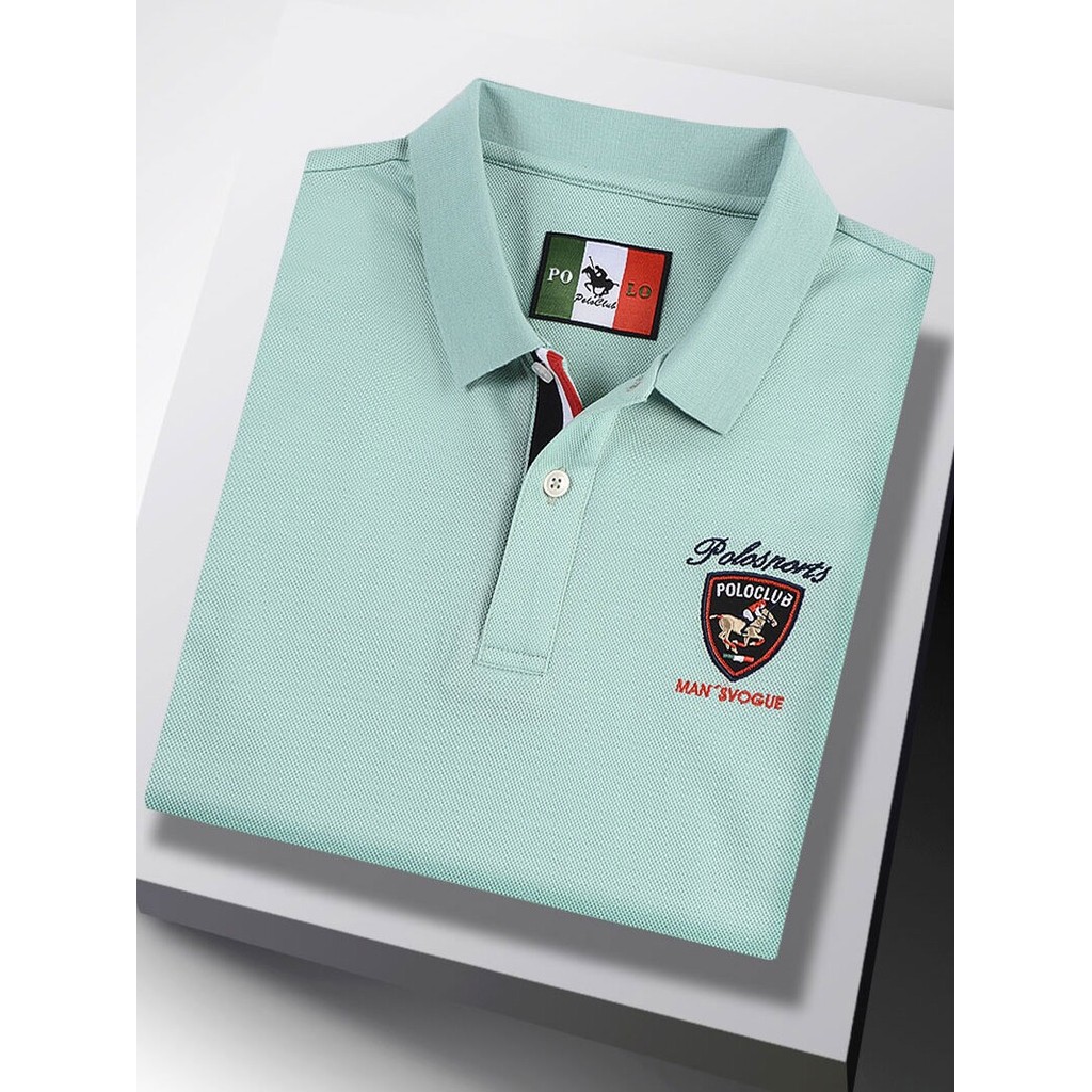 Camiseta masculina de manga curta genuína, gola de algodão, competição polo, golfe, esportes, Casual, verão, camisa polo