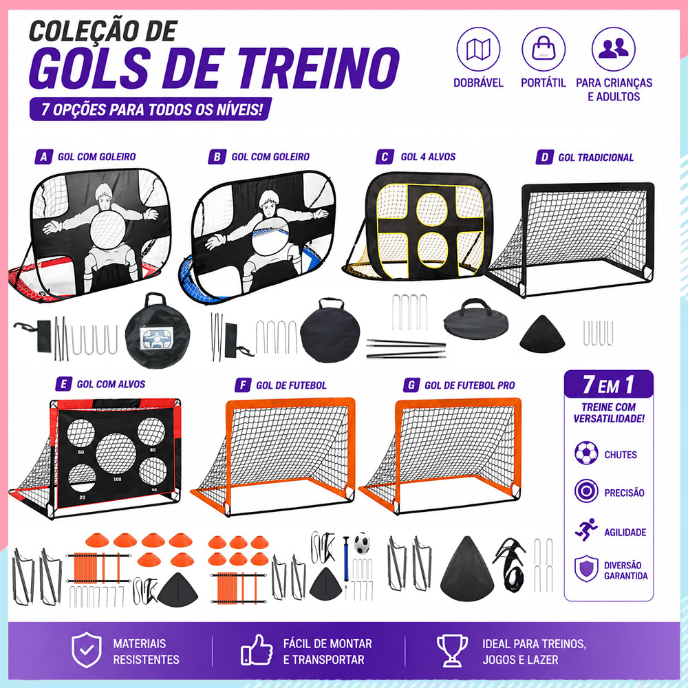 Gol de Treinamento 1 Peça, Pop Up Dobrável e Resistente, Para Chutes de Precisão e Lazer Infantil no Parque