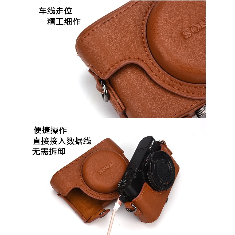 Bolsa para câmera Sony RX100 M5a ZV-1M6 Cartão preto M3 M4 III IV M7 ZV1 Capa protetora de couro