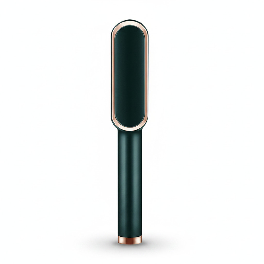 Escova Alisadora Elétrica Premium Bivolt Verde com 5 Níveis de Temperatura para Cabelos Lisos e