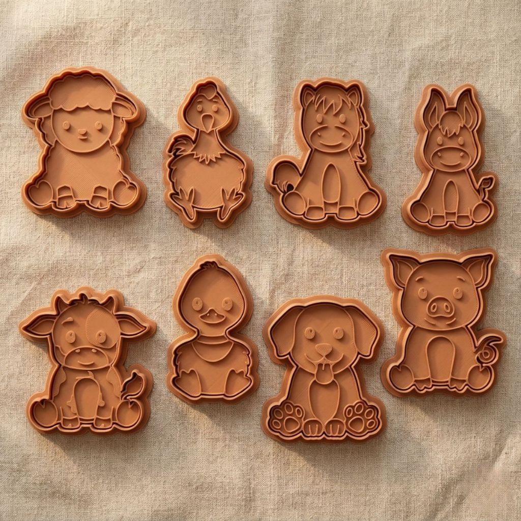 Kit Cortadores e Carimbos Tema Animais | Moldes para Biscoitos, Pasta Americana e Biscuit | Impressão 3D