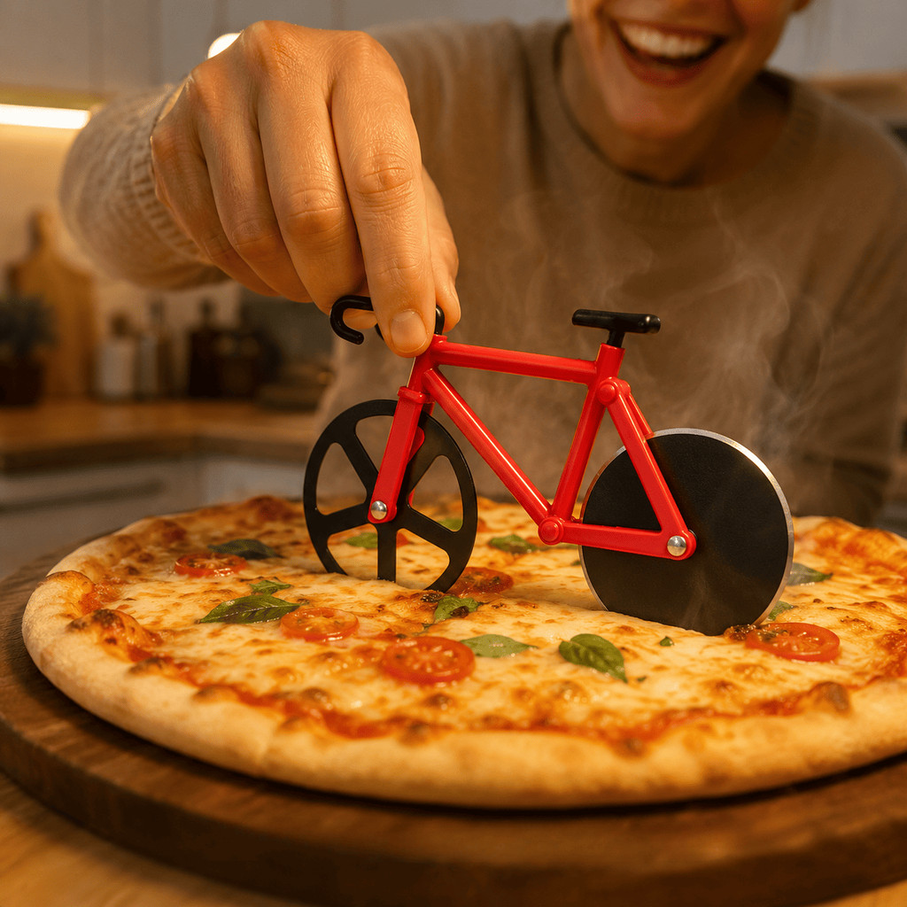 Cortador de Pizza Formato Bicicleta Roletes Duplos Corte Uniforme Utensílio Criativo Presente CHEF D — imagem 2 de 2