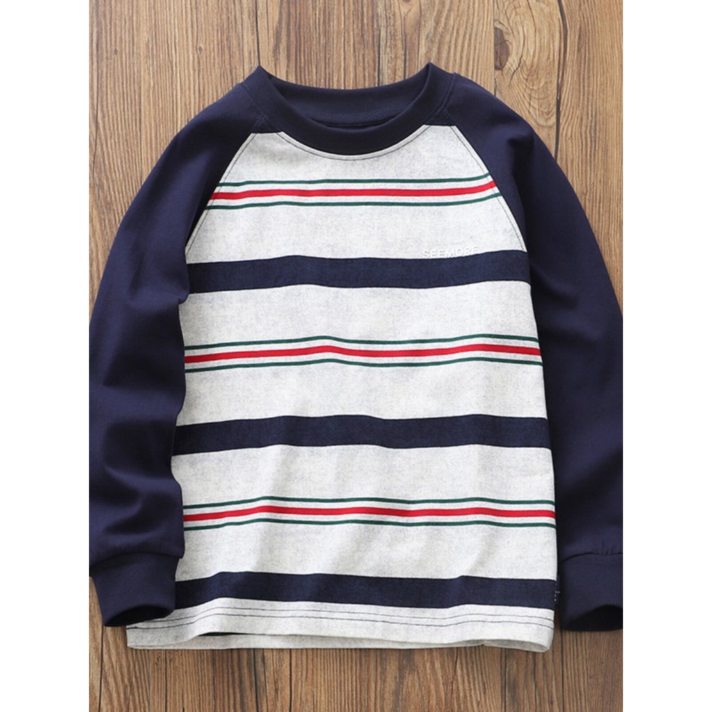Algodão macio listrado manga Raglan camisa de fundo ~ crianças bebê bonito camiseta de manga comprida comércio exterior 