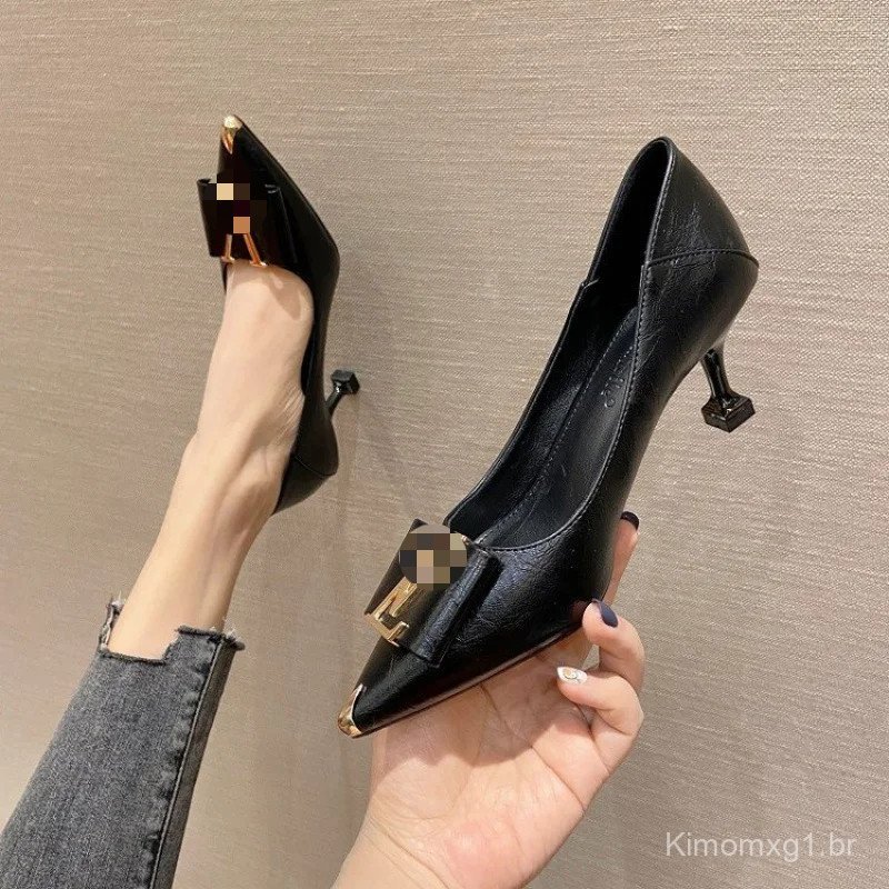 Novidade Verão 2026: Sapatos de Salto Fino Bico Fino, Scarpins Femininos de Salto Médio para Escritório, Sapatos Elegant