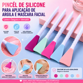 kit 5 un Pincél De Silicone  Para Aplicação De Argila E Mascara Facial (1 PONTA)*  cor enviada aleatoriamente
