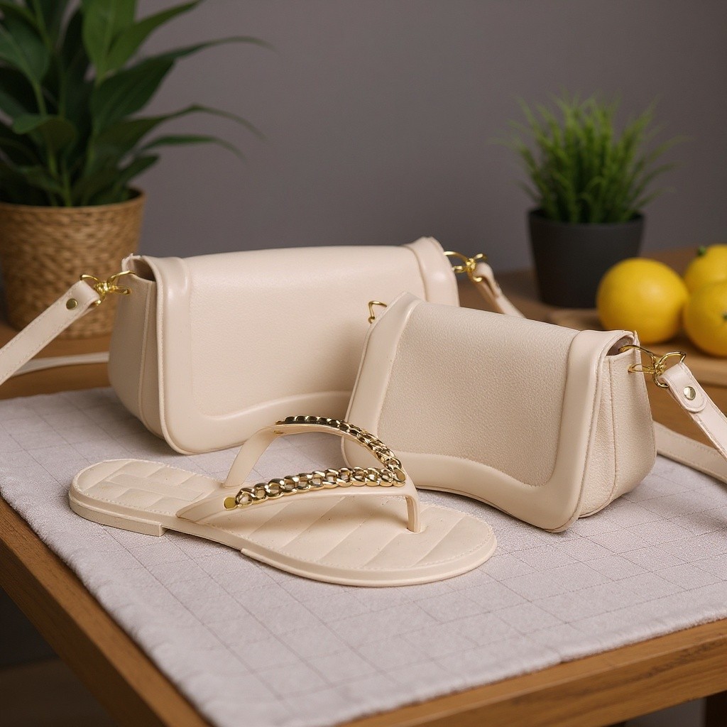 Kit Bolsa Chinelo Feminino Gold Combinando Casual 33 ao 39 — Achadinhos Lili