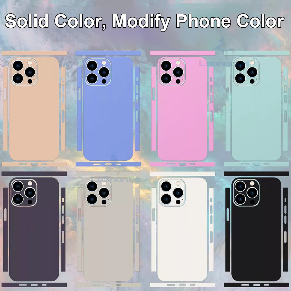 Cor Sólida 16ProMax Decalque Pele Compatível Para iPhone 16 17 15 14 Pro Max Protetor De Tela Traseira Mudança De Adesiv
