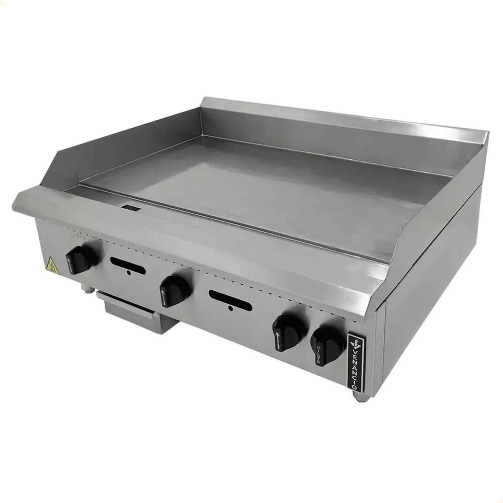 Chapa a Gás Industrial de Mesa Venâncio Aço Inox Manual 90cm Prime 8mm Profissional PCM090G-ME
