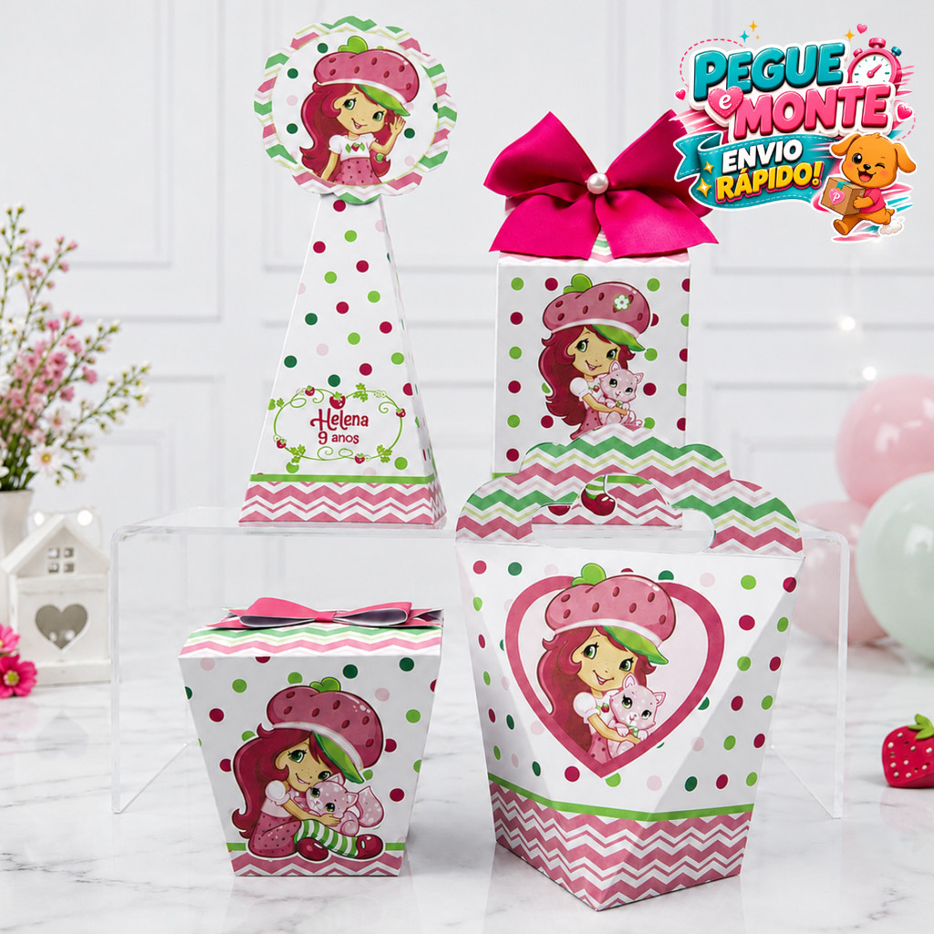 Kit Caixas Moranguinho | Lembrancinhas Personalizadas | Caixinhas para Festa Infantil | Aniversário