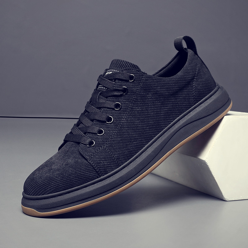 Sapatos masculinos primavera verão respirável sapatos de pano masculino preto rendas sola macia sapatos de cano baixo ma
