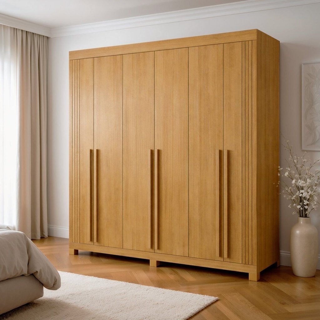 Guarda-Roupa Casal 6 Portas 4 Gavetas MDF com Pés Liss Marrom/Cinamomo Cinamomo