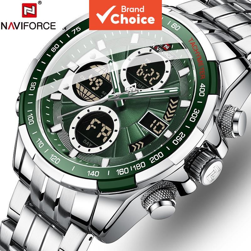 Naviforce Relógio Masculino Luxuoso Esportivo De Quartzo À Prova D'água LED Digi