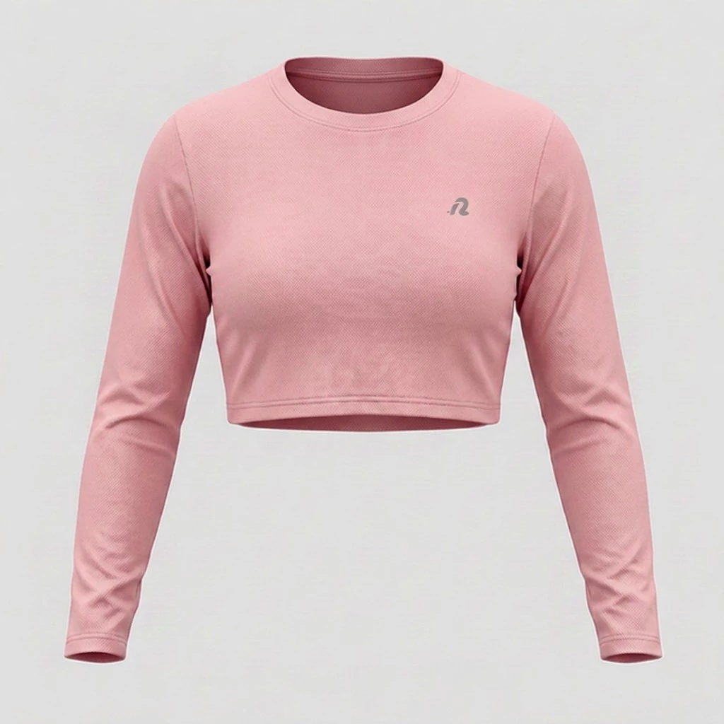 Blusa Cropped Top Casaco Camiseta Termico Manga Longa Dry Fit UV Poliamida Feminino Esportivo Academia Fitness — imagem 1