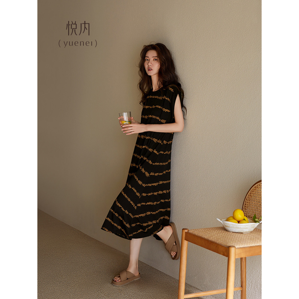 Yue interior com almofada no peito camisola de uma peça pijamas femininos verão Modal sem mangas colete com sutiã Homewe