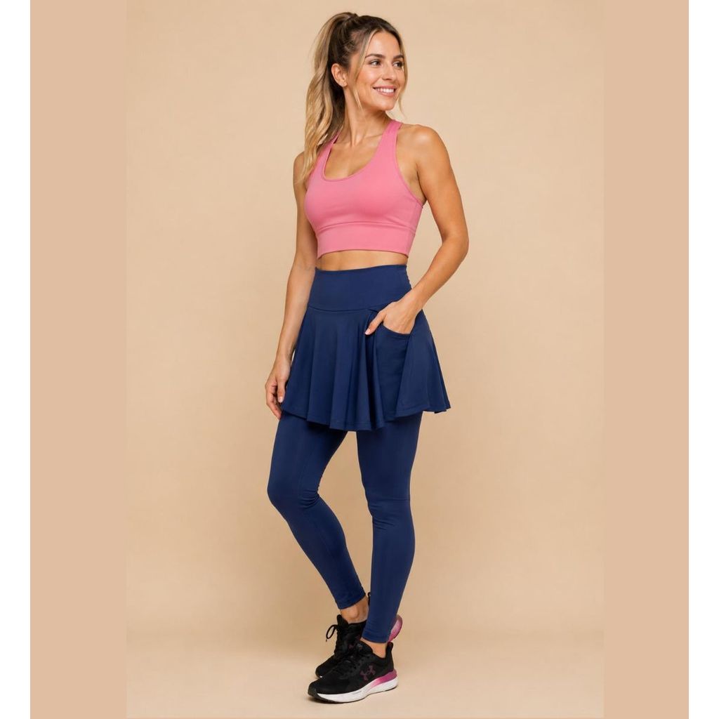 Leg Saia Legging Academia Feminina com Bolso Suplex Fitness