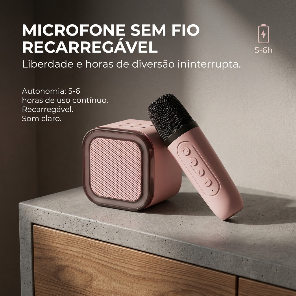 Caixa De Som Bluetooth Portatil Com Microfone Sem Fio Karaoke Led Rgb Bateria Recarregavel Potente